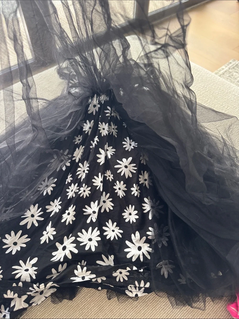 Black Daisy Tulle Dress for Kids - Brand: